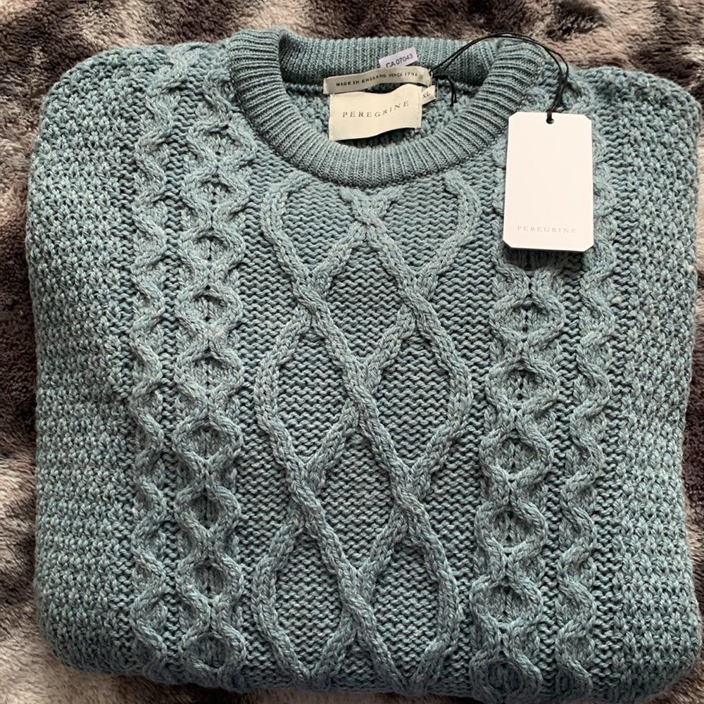 🔥🔥 Peregrine Picton jumper in seafoam 100%wool, Made in England